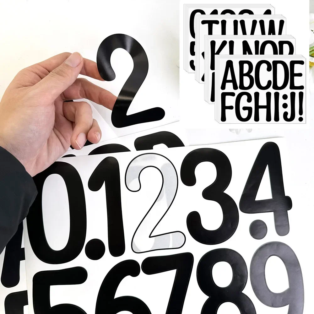 Number Stickers Letter Stickers 4-inch Big Letter Sticker 3 sheets Number Alphabet Vinyl Art Poster Bulletin Board Mailbox Classroom Decor Sticker