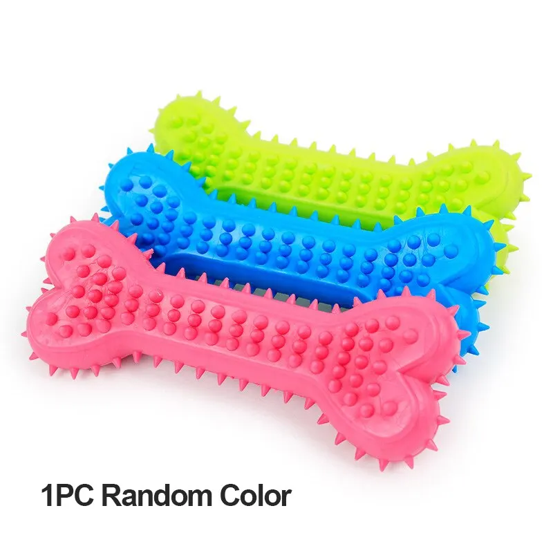 Durable Soft Rubber Chew Toy for Small Dogs - Bone Shape Teeth Grinding and Training Accessory