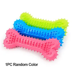 Durable Soft Rubber Chew Toy for Small Dogs - Bone Shape Teeth Grinding and Training Accessory (Random color G831A)