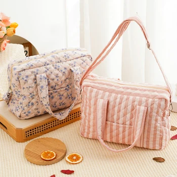 Borsa Mummy Trapuntata Happyflute Multifunzionale, Borsa Fasciatoio a Tracolla per Neonati, in Tessuto di Poliestere, Design alla Moda, 1 Pezzo