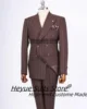 Business Wine red Stripe Men Suits Slim Fit Double Breasted Groom Prom  Tuxedos 2 Pieces Sets Classic Male Blazers Costume Homme 4