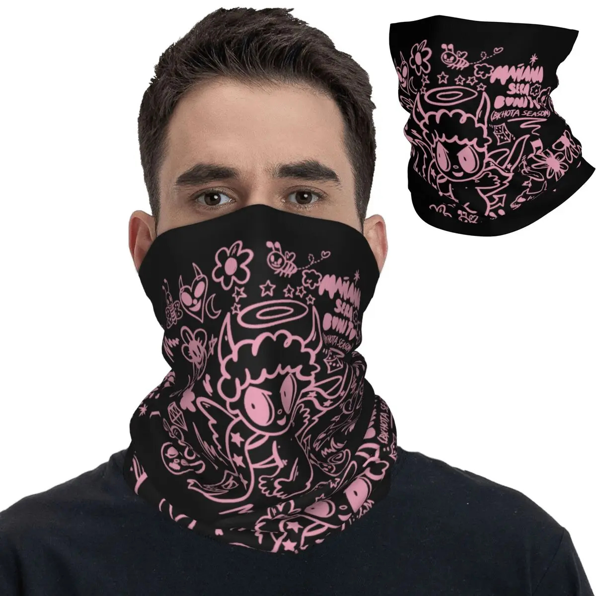 

Karol G Bichota Season Pink Bandana Neck Gaiter Printed Bichota Heart Balaclavas Face Mask Scarf Warm Cycling Unisex Adult