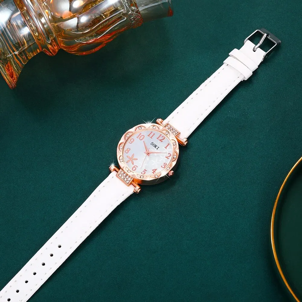 New 10pcs Set Watches Women Leather Band Ladies Watch Simple Casual Womens Analog WristWatch Gift Montre Femme 6