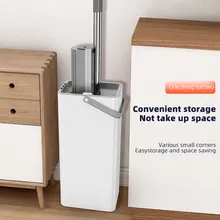 Rubber Cotton Mop With Bucket Hand-free Wash Squeeze Flat Mop 360 Rotation Wet And Dry Floor Mops Home And Kitchen Cleaning Tool