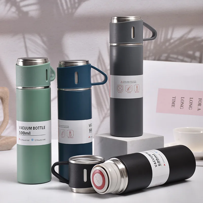500ML Stainless Steel Vacuum Flask Gift Set Office Business Style Thermos  Bottle Outdoor Hot Water Thermal Insulation Couple Cup - AliExpress
