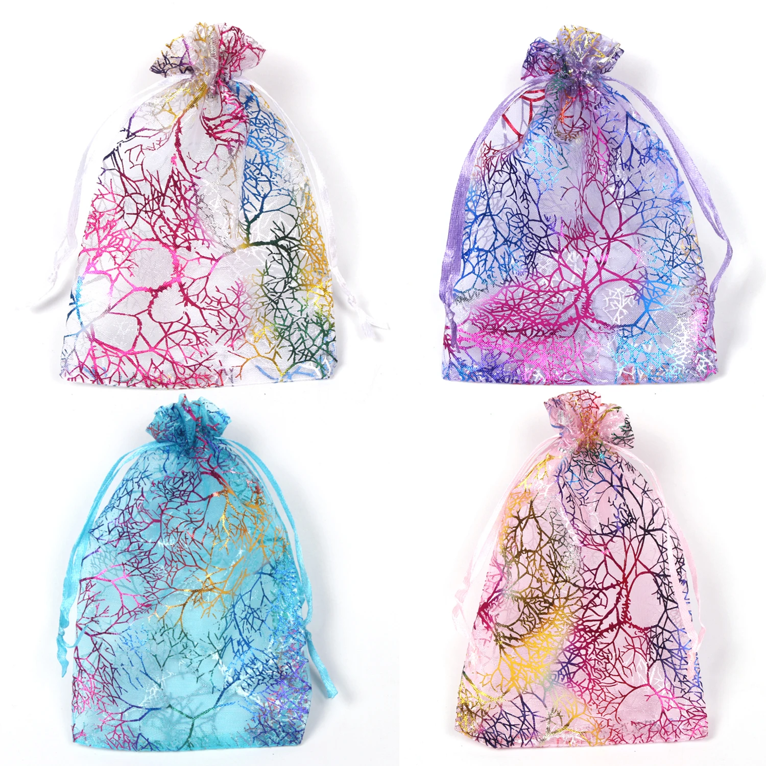 

50Pcs/Lot Gift Pouches Organza Bags Christmas Gift Pouches Jewellery Gift Display Packing Sachet Gift Bolsa Can Customized Size
