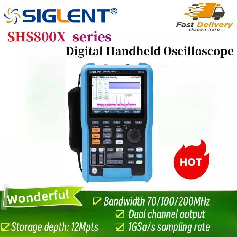 

Siglent SHS810X / SHS820X Digital Handheld Oscilloscope 2 Channel 100MHz 1GSs/500MSs CAT2 300Vrms