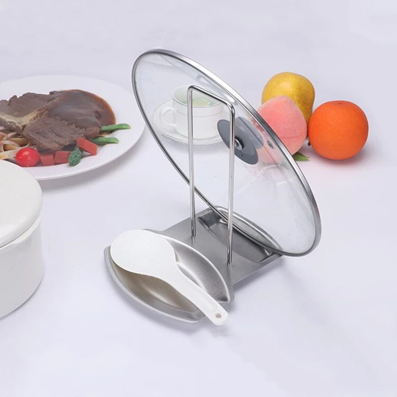 

Stainless Steel Pot Lid Shelf Kitchen Organizer Pan Cover Lid Rack Stand Kitchen Accessories Spoon Holder Dish Rack