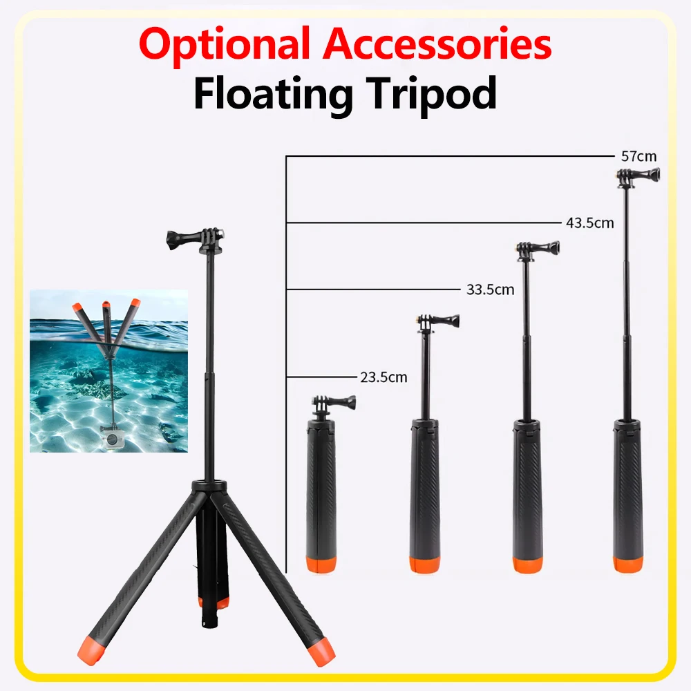 Floating Hand Grip Waterproof Monopod Handle Mount for GoPro Hero 13 12 11 10 9 8 AKASO SJCAM DJI OSMO Action Camera Accessories