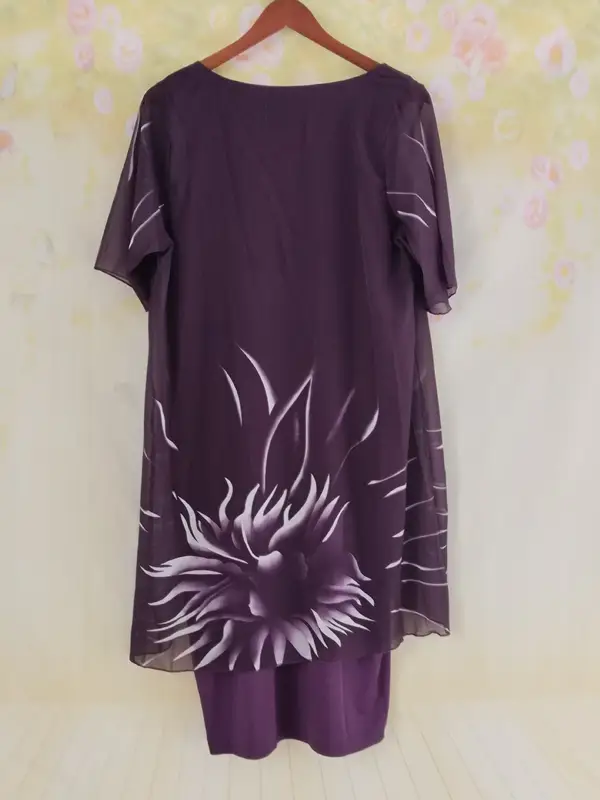 Loose Large Size Dress Casual Daily Print Spring Summer Woman Clothes Mid-sleeve Round Neck Mid-waist Pullover Short Dresses - Image 6