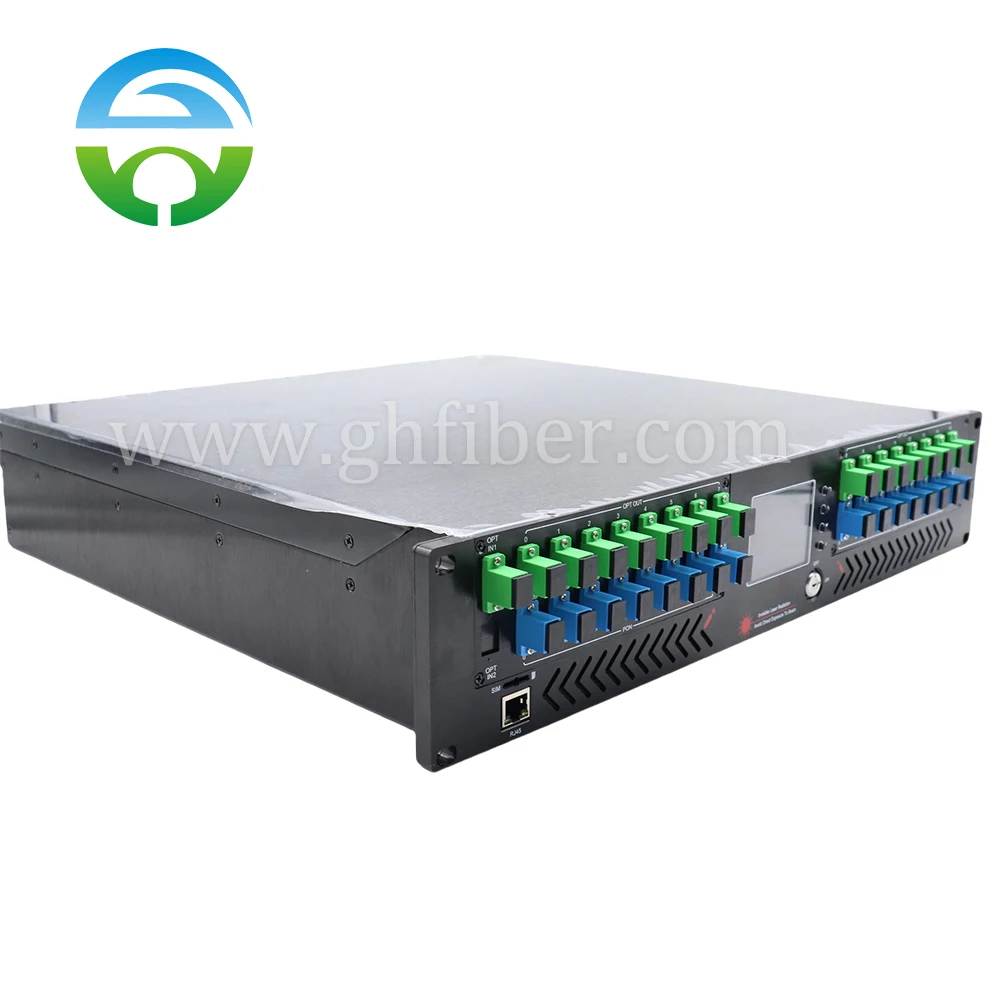 HY-21-AM16P23W 1550nm CATV Optical Amplifer 16x23dBm with WDM SC/APC Dual Power Supply