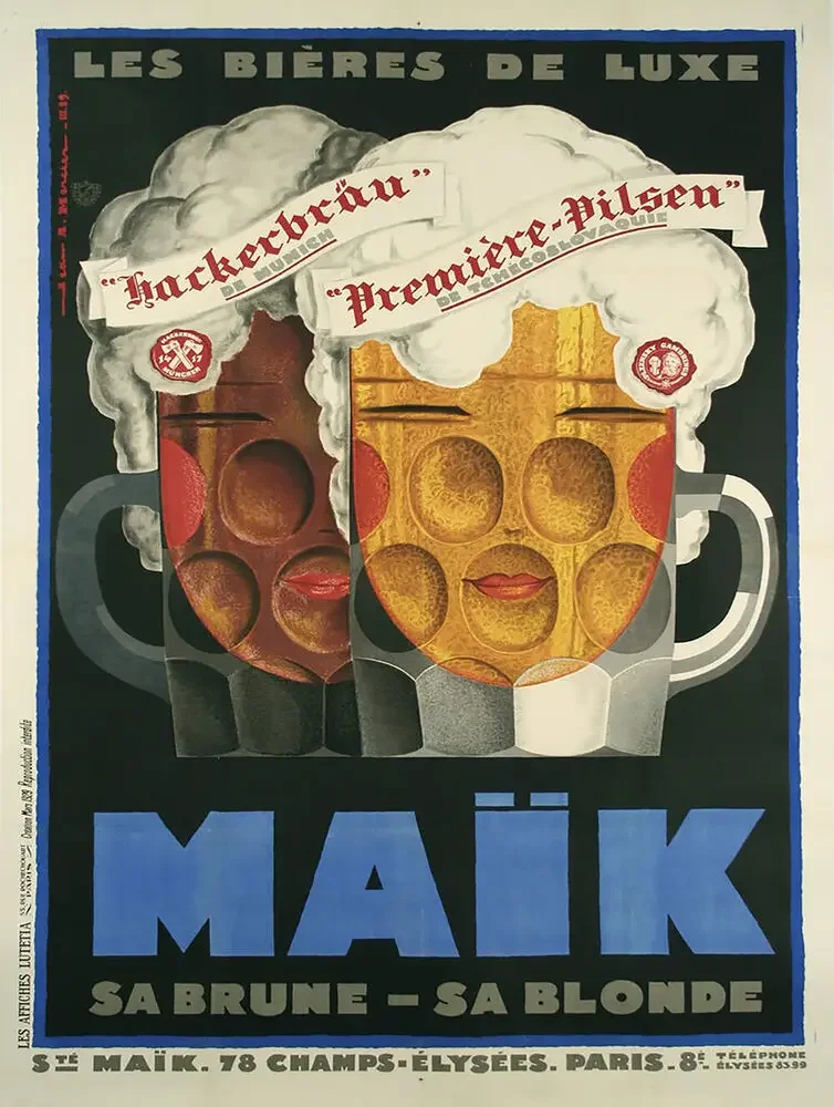

European Beer Ad Metal Sign Vintage Bar Decor