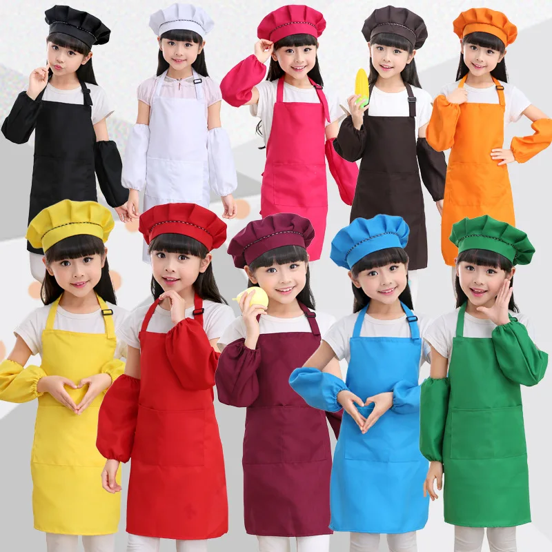 Children's Apron for Men and Women Painting Hat Anti-Fouling Sleeves Studio Calligraphy Handmade Class Three-Piece Set