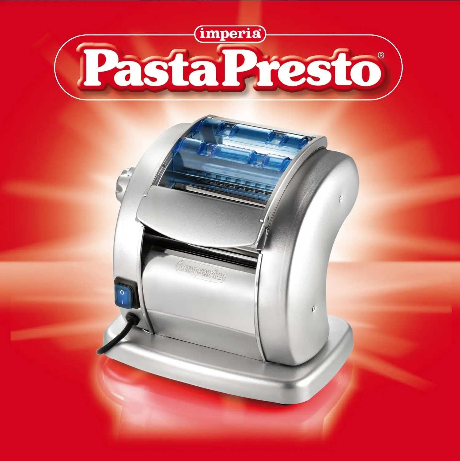 Pasta Presto Electric Pasta Maker-100% Non Stick Machine with 2 Built In Cutters, 6 Adjustable Thickness Settings, Make Homema