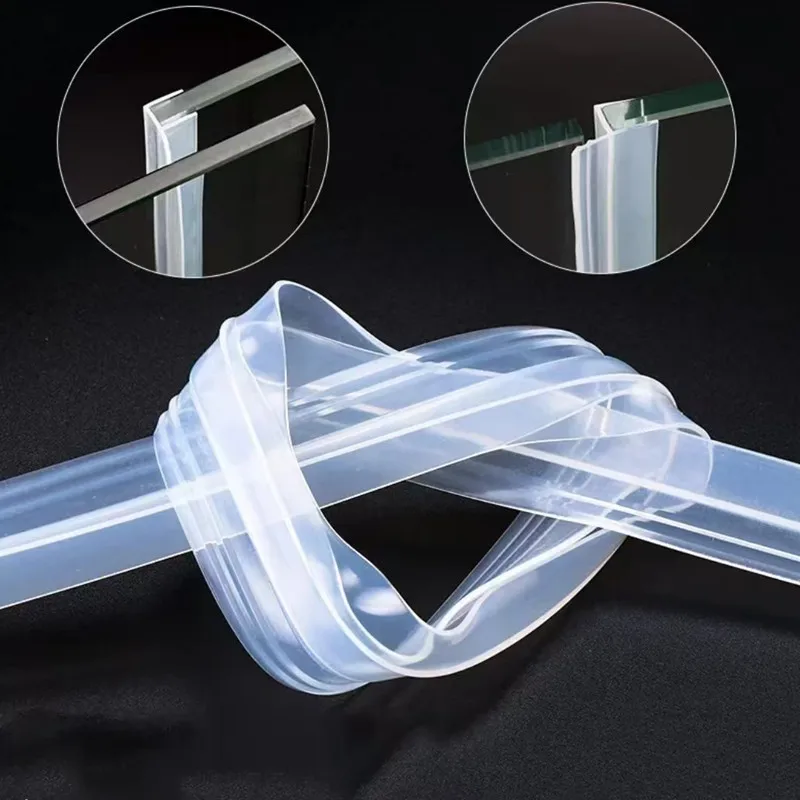 6/8/10/12mm Gap Glass Shower Door Seal Strip Rubber Bathroom Shower Door Window Weather Strips Draft Stopper Bathroom Sealer