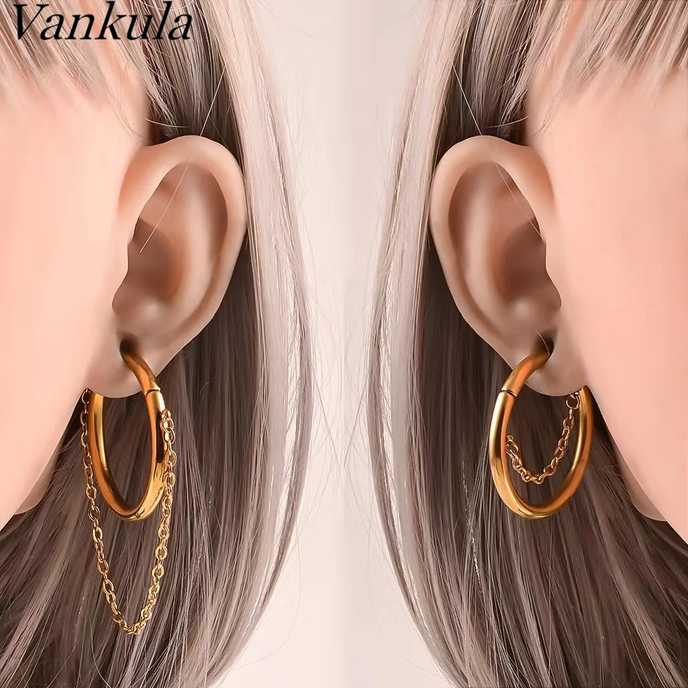 Vankula-Piercing de boucle d'oreille en acier inoxydable, tête de