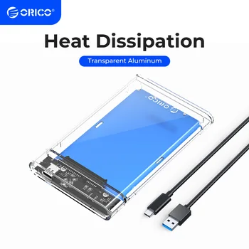 ORICO USB 3.1 Gen1 타입 C HDD 인클로저 케이스, USB 3.0 HDD 케이스, 하드 드라이브 외장 인클로저 케이스, Windows 및 Mac용, 5Gbps