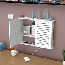 Wireless Wifi Router Shelf Storage Box Wall Hanging Wood-Plastic Organizer Box Cable Power Bracket Organizer Box DIY Home Decor