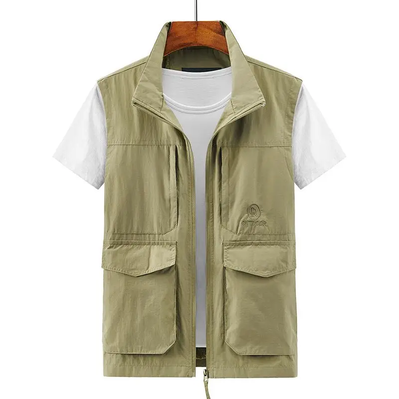 

New Brand Multi-pocket Military Tactical Vest Men Sleeveless Cardigan Quick Dry Zipper Jacket Fishing Outdoor Mountaineering 6XL