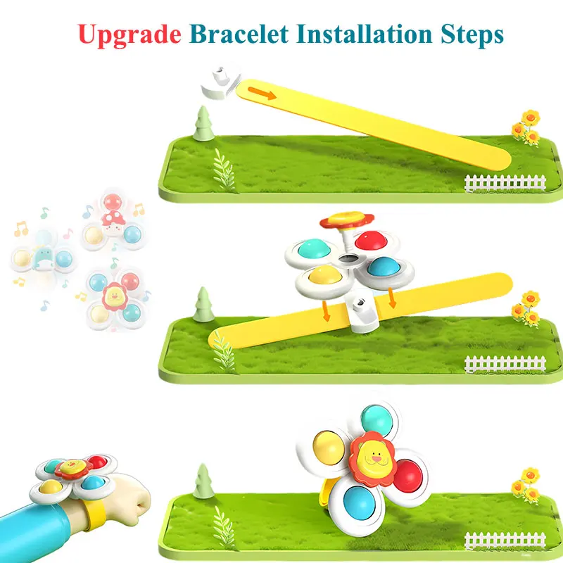 3PC Set Suction Cup Spinning Cartoon Animal Spinner Toys For Kids Window High Chair Tray Bath Table Travel for Children Gift 4