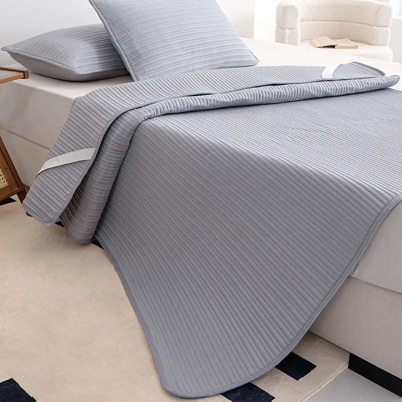 3PC quilted solid color patterned mattress cover Bedroom dormitory washable machine washable (pillowcase included)
