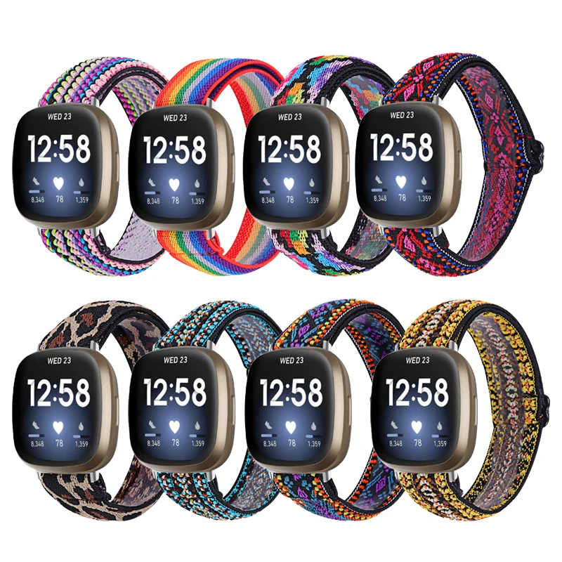 Per Fitbit Versa 2 3 Versa 4 Band Cinturino Elastico Intrecciato Cinturino Sportivo In Nylon Regolabile Per Fitbit Sense Sense 2