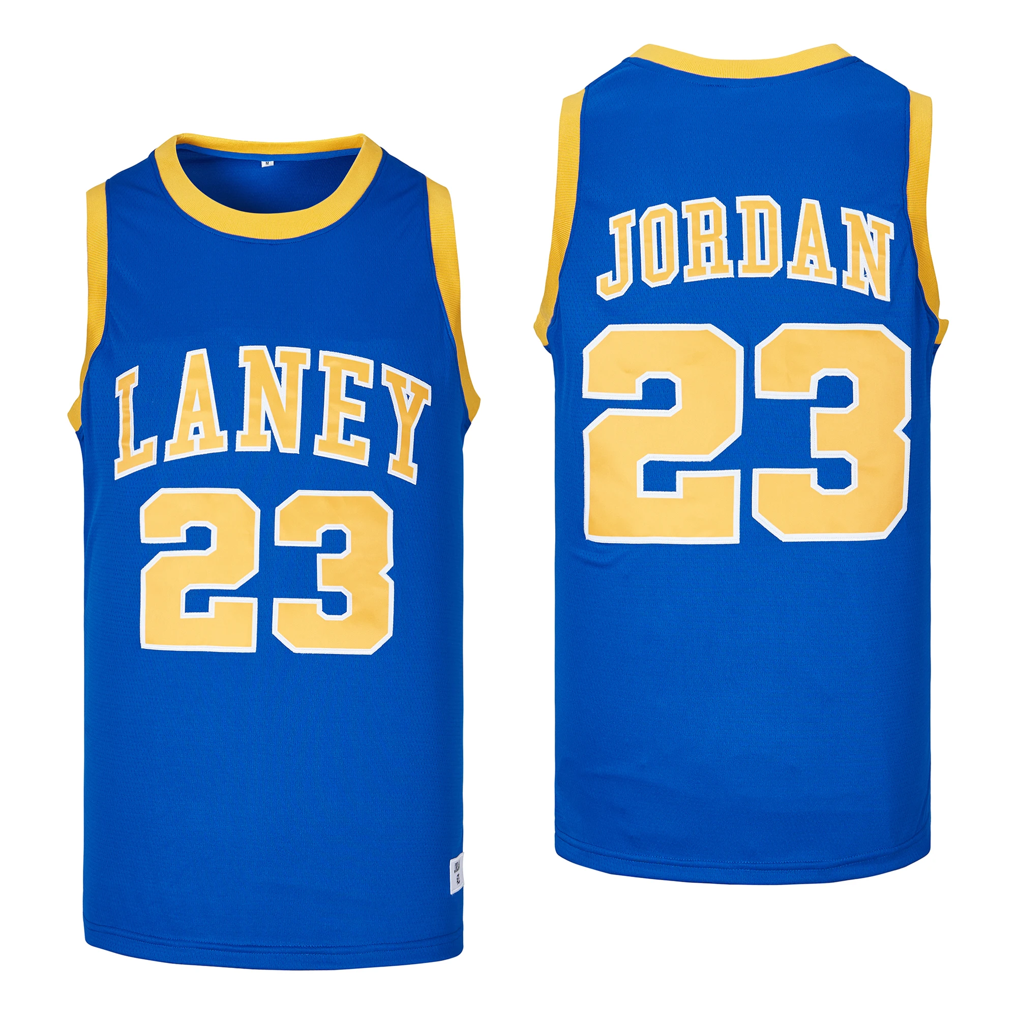 Camisetas de baloncesto de la escuela secundaria LANEY 23 SPACE JAM Jersey Costura bordado Ropa deportiva al aire libre de alta calidad Azul Blanco amarillo