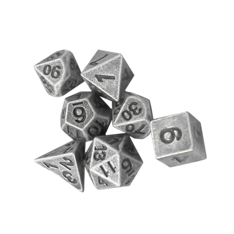 Mini Polyhedral Dices Set Vintage Multi-Sided Metal Dices Portable Decoration