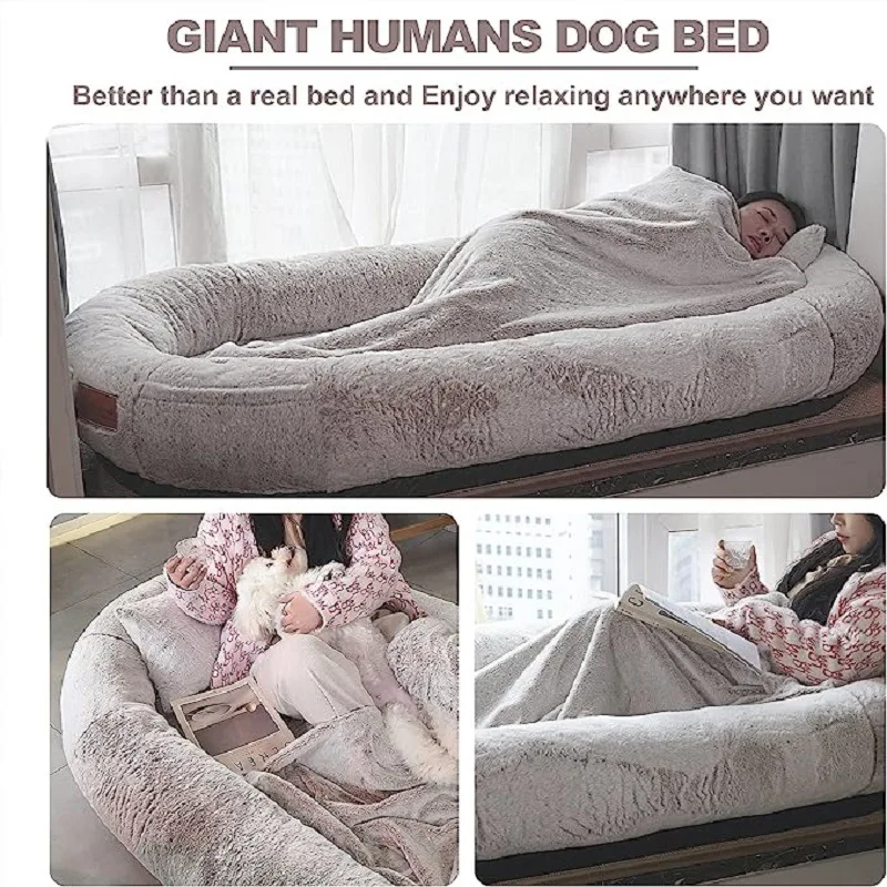 Human kennel lazy sofa can sleep, lie down, disassemble and wash, and it is super comfortable plush sofa bed.