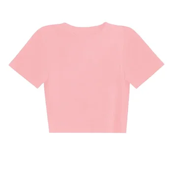 صيف 2025 الصلبة الأساسية قصيرة الأكمام المرأة التي شيرت عادية أسود أبيض موضة المحاصيل تي شيرت السيدات موضة الكورية تي شيرت 5