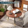 Round Coffee Table Small Modern Coffee Tables Rustic Farmhouse Center Table for Living Room Home Office Mid Century Accent Sofa 5
