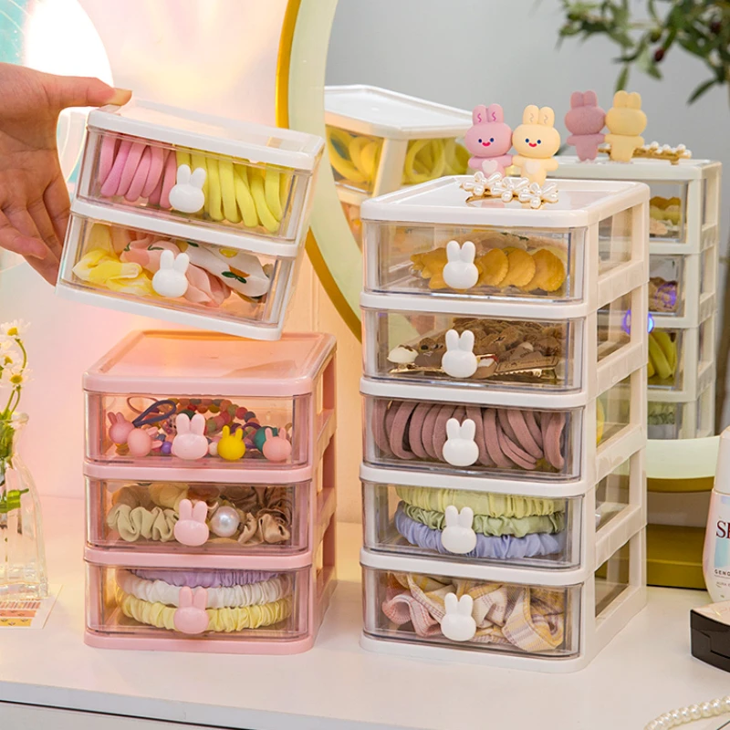 Children Hair Accessories Storage Box Organizer Plastic Drawer Desktop Hair  Clip Jewelry Head Rope Rubber Band Organizer Box