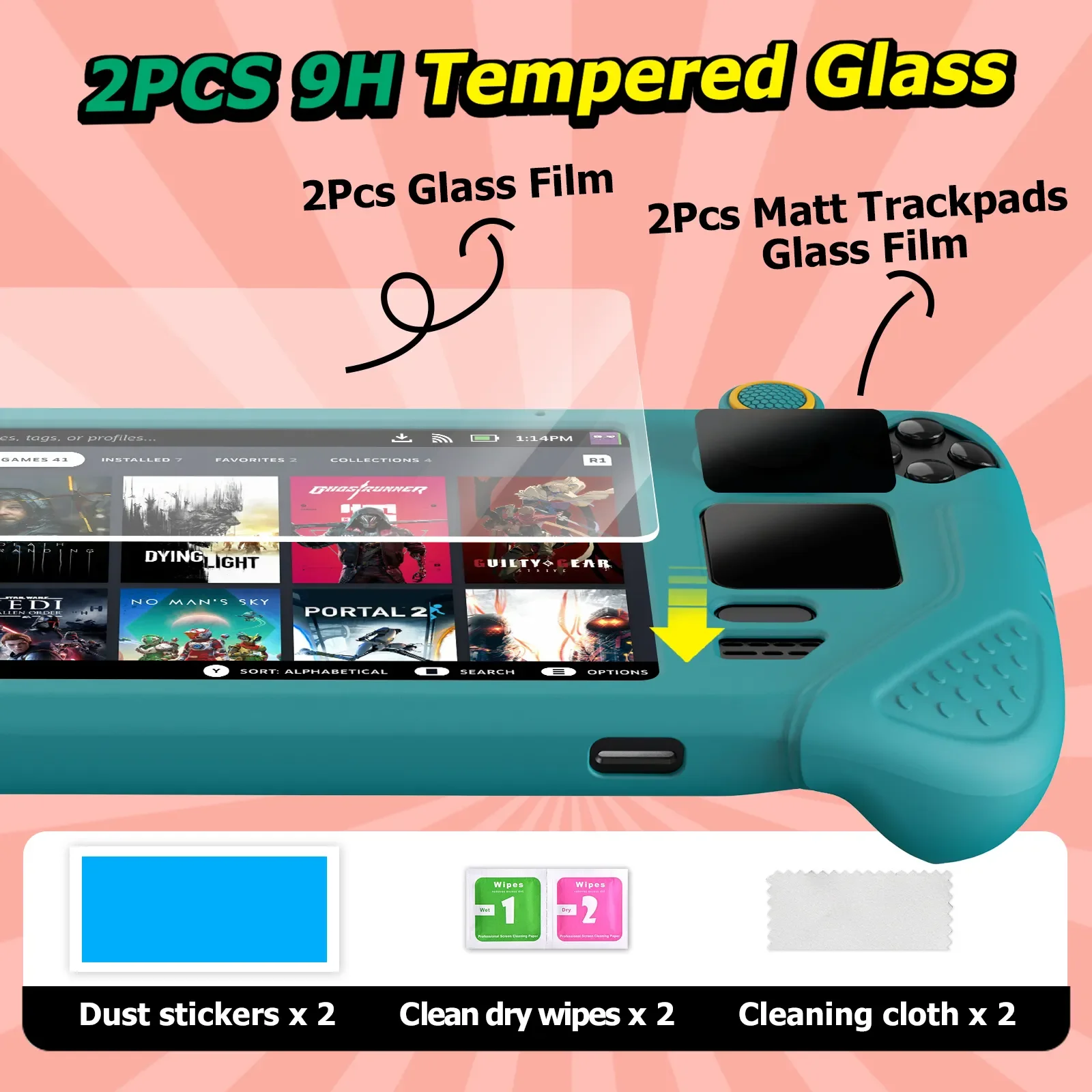 IINE Protective Case Tempered film 9 in 1 Full Protection Soft Silicone Material Shockproof Case Compatible Steam Deck