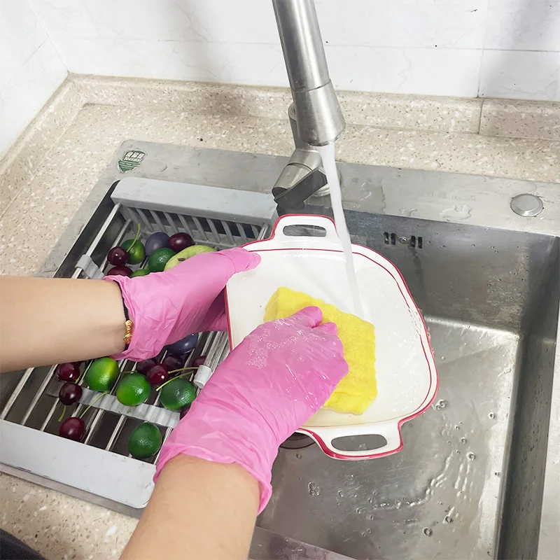 20/50/100PCS Pink Nitrile Gloves Household Cleaning Gloves Kitchen Bathroom Cleaning Tools Manicure Hairdressing Accessories 4