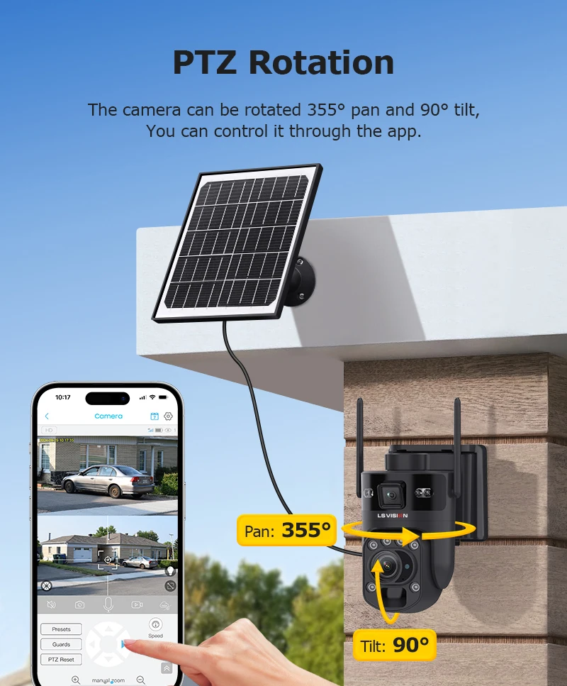 6K 12MP 4G SIM Solar Security Camera 60X ZOOM Dual Lens 360° View Outdoor WiFi I