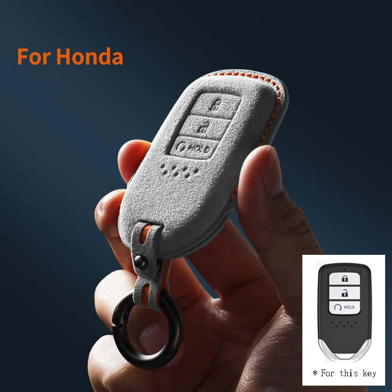 

For Honda Accord EX EXL Civic Crv Hrv Pilot Ridgeline 2016 -2018 Suede Car Key Case Shell Keychain for Honda 234 buttons Key