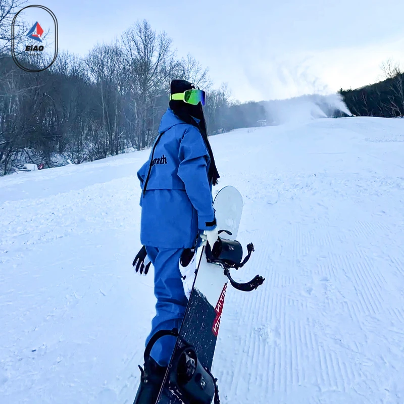 Windproof Waterproof Ski Suit Set with Fleece Lining Hooded Jacket Pants for Men Women Snowboarding Winter Sports Fashion Outfit