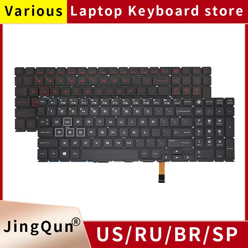 Teclado Original do Portátil Russo dos Eua com Luz de Fundo para hp Omen 15-dc 15-dc1018ca 15-dc1008ca 0108tx 15-dc000 Tpn-q211 Tpn-c143