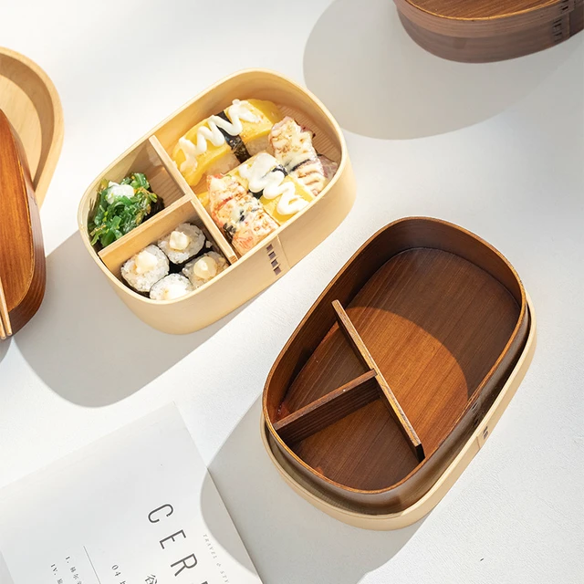 BENTO BOX - Compact Wooden Style Student Lunch Box