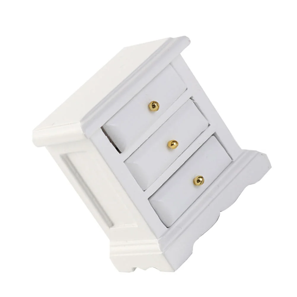 

Models Dollhouse Chest of Drawers Mini Toys Toy Micro Cabinet White Miniature