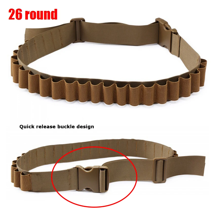 26/50 Round Shotgun Shell Bandolier Belt for 12 20 Gauge Cartridge Airsoft Bullet Belt Bandolier Ammo Holder Hunting accessories ammo pouch ammunition bag airsoft accessory
