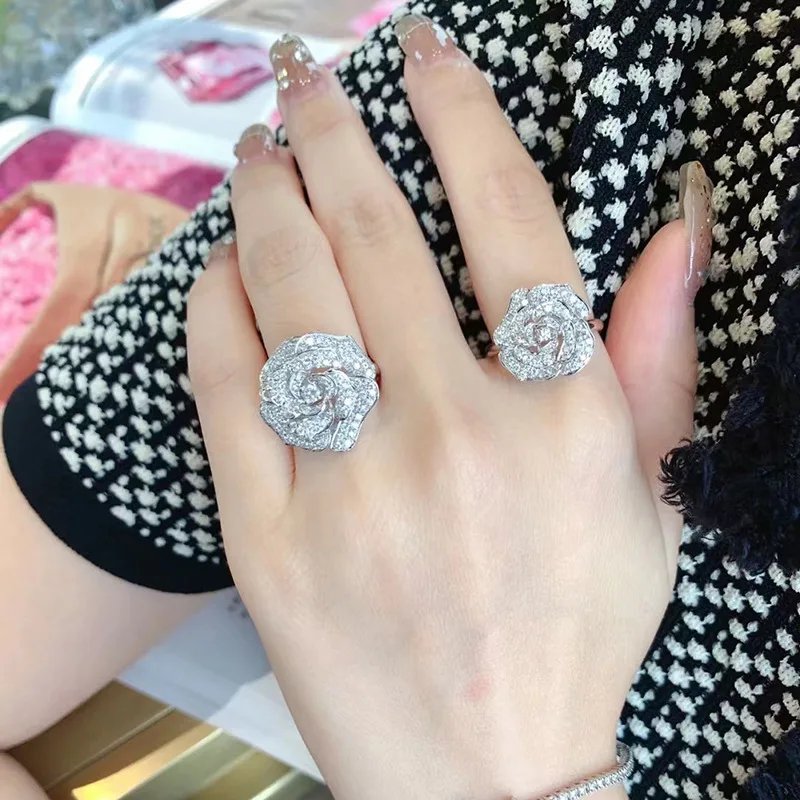 チャームフラワーラボダイヤモンドリング 100% リアル 925