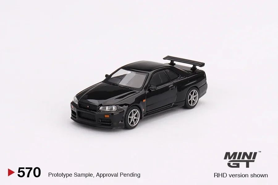 

MINIGT 1/64 Nissan Skyline GT-R (R34) V-Spec Black Pearl MGT00570-CH Cars Alloy Motor Vehicle Diecast Metal Model Toys for Boys