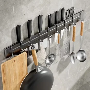 Kitchen Knife Holder Wall Mounted Storage Rack No Drilling Required Culinary Utensil Knife Base Organizer Rack Blade Insertion