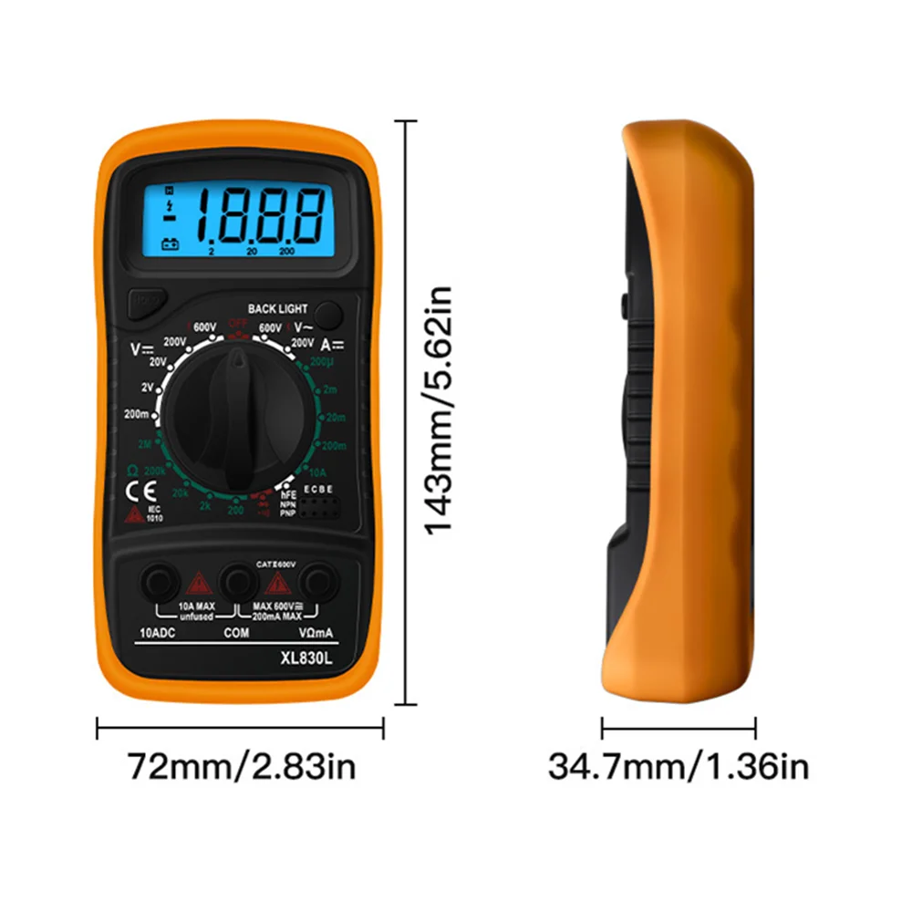 Handheld Digital Multimeter LCD Backlight Portable AC/DC Ammeter Voltmeter Ohm Voltage Tester Meter Multimetro 2