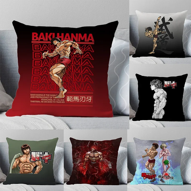 

Cool Anime Hanma Baki Print Pillow Case 45*45cm Pillowcases for Sofa Car Home Decoration Cushion Covers No Pillow Insert Gift