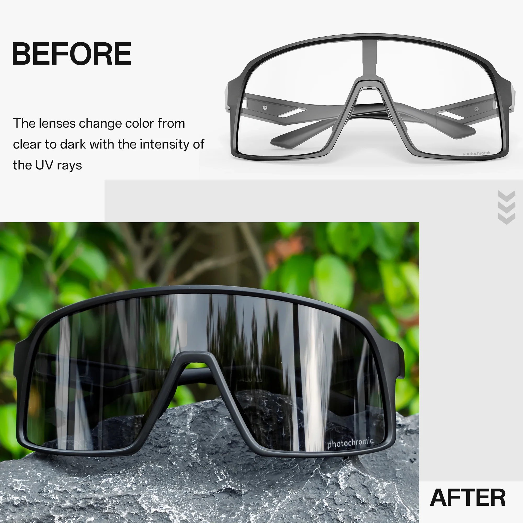 SCVCN Photochromic Cycling Glasses Men Women Running Sunglasses Outdoor Sports Motorcycle Bike Riding Eyewear Driving Fishing