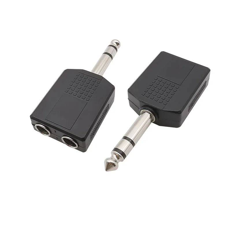 

TRS 6.35mm Male to 2x 6.35mm Female Jack Stereo Audio Adapter 1/4Inch Plug Socket Audio Microphone Connector
