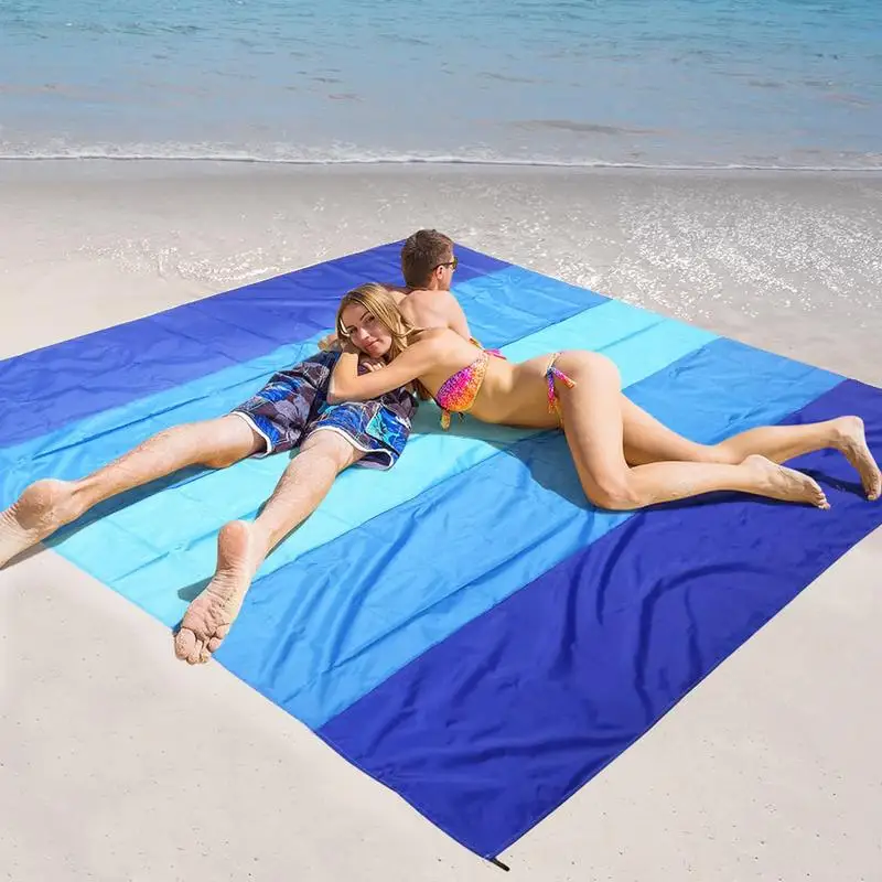 BENETA Manta De Playa A Prueba De Arena De 103 X 87 Pulgadas, Tapete De Playa Extra Grande Para 4-7 Adultos, Camping, Senderismo, Picnic Con 2 Bolsillos Con Cremallera, 6 Bolsillos