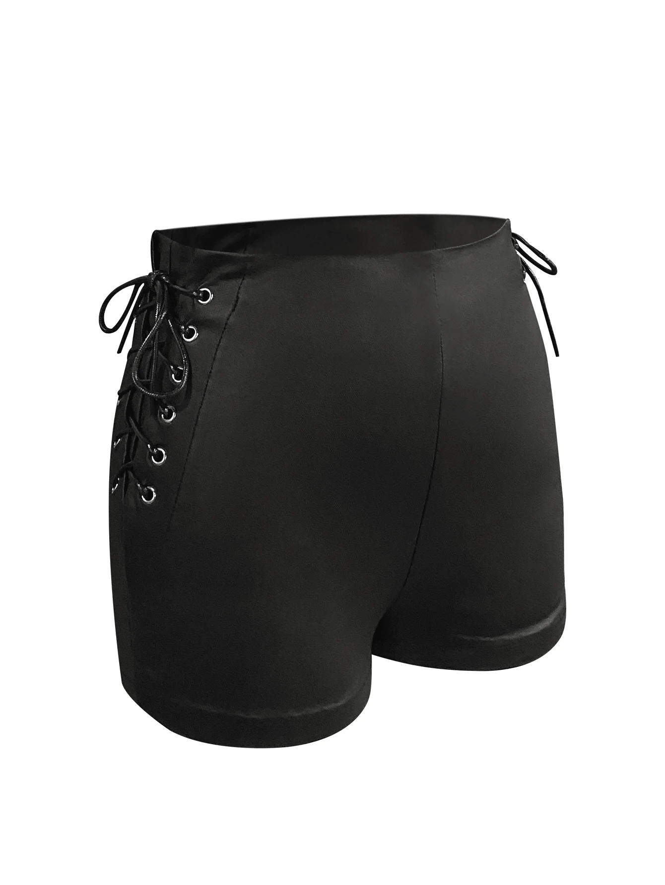 LW-Short taille haute en faux cuir pour femme, design bandage, fesses, élastique, serré, sexy, bottes, mince